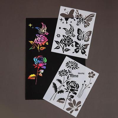 Creative Butterfly and Floral Lace Painting Stencil - PET Hollow Design for Hand-drawn Art