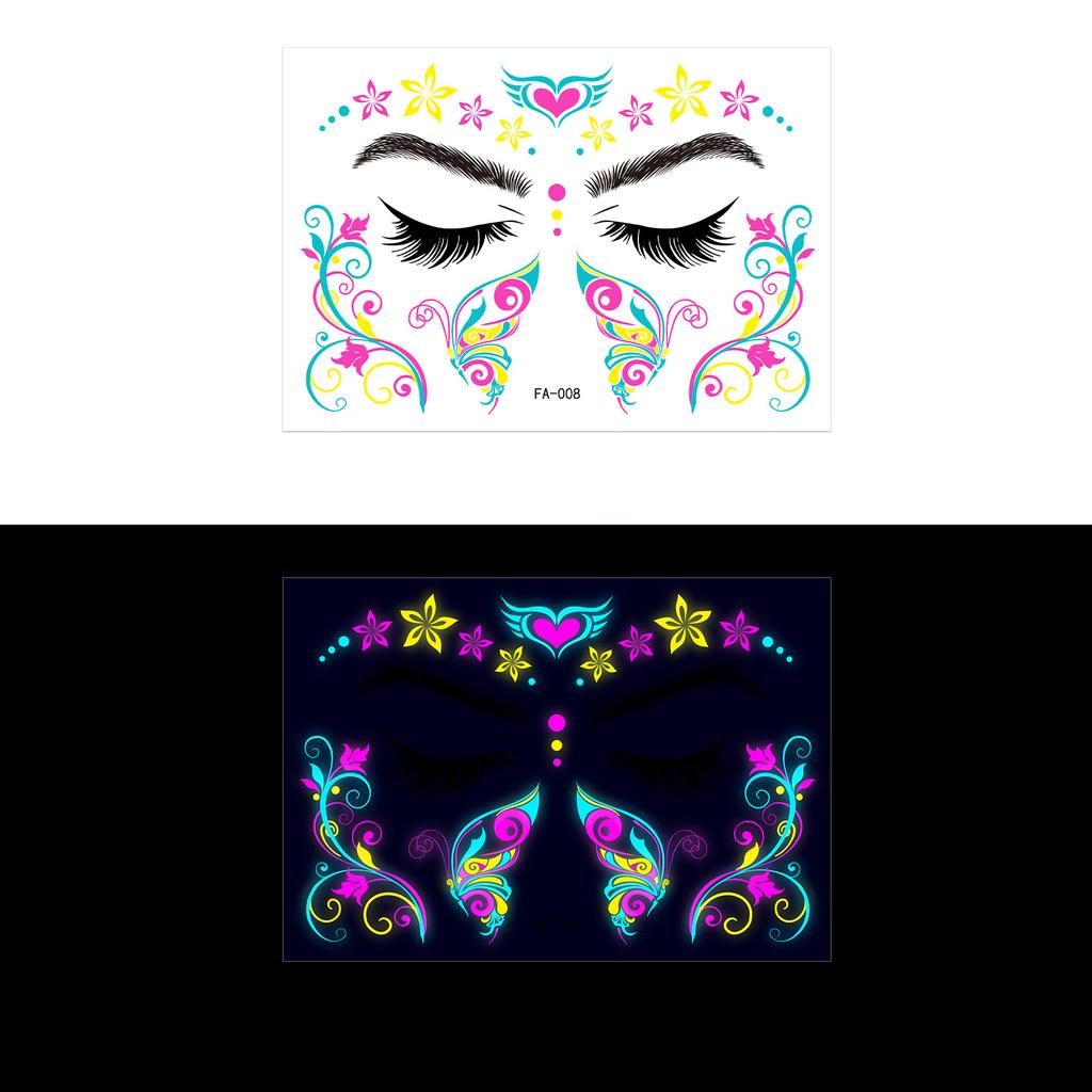 Music Festival Fluorescent Face Waterproof Nightclub Masquerade Neon Glow Tattoo Stickers