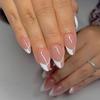 Almond Nude Splicing Press-On French White Edge Nail Tips