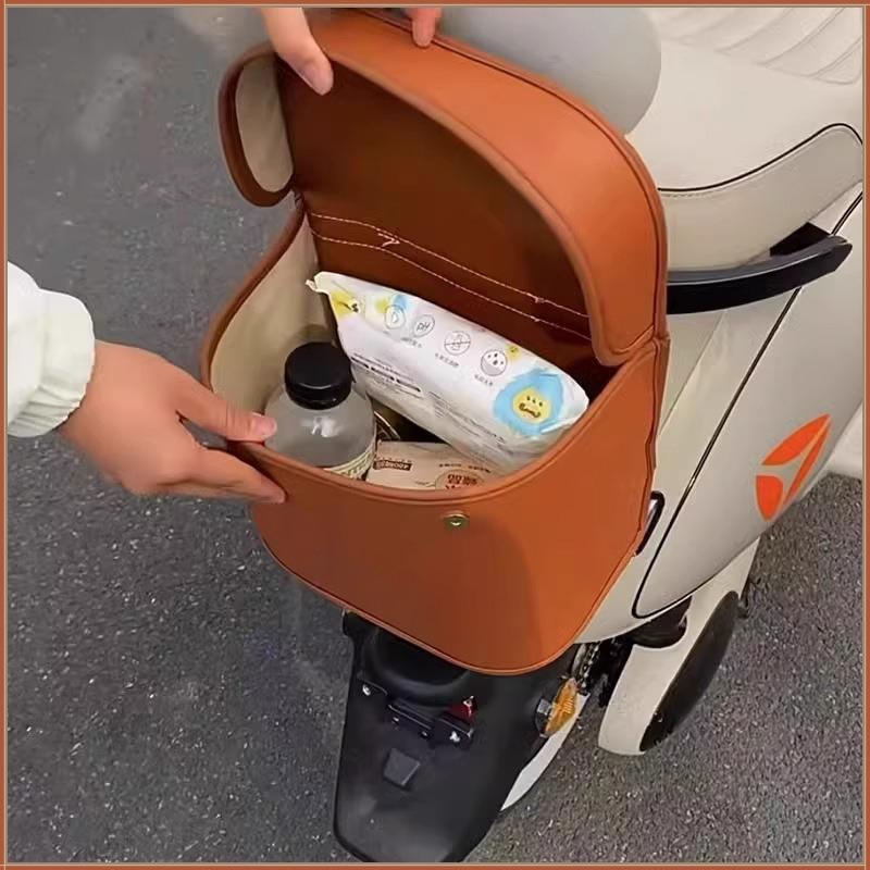 New Waterproof E Bike Storage Bag Front Rear Organizer Pouch Multifunction Electric Bicycle Handlebar Trunk Accessory rosa