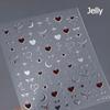 5D Love White English Letter Silver Jelly Nail Art Sticker Line Geometric Pattern Shape Romantic Delicate Manicure Decals