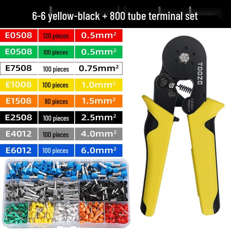 Electrician's Tube and Pin Terminal Crimping Pliers with Cold-Pressed Wire Functionality