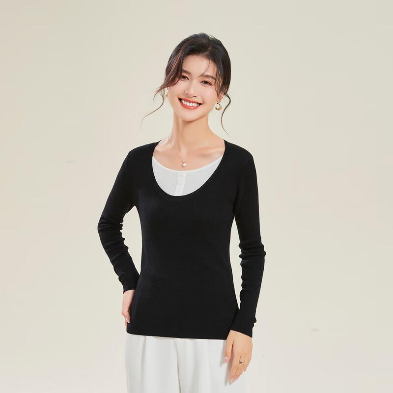 Jinjuan Silk Cashmere Blend Faux Two-Piece Knit Sweater