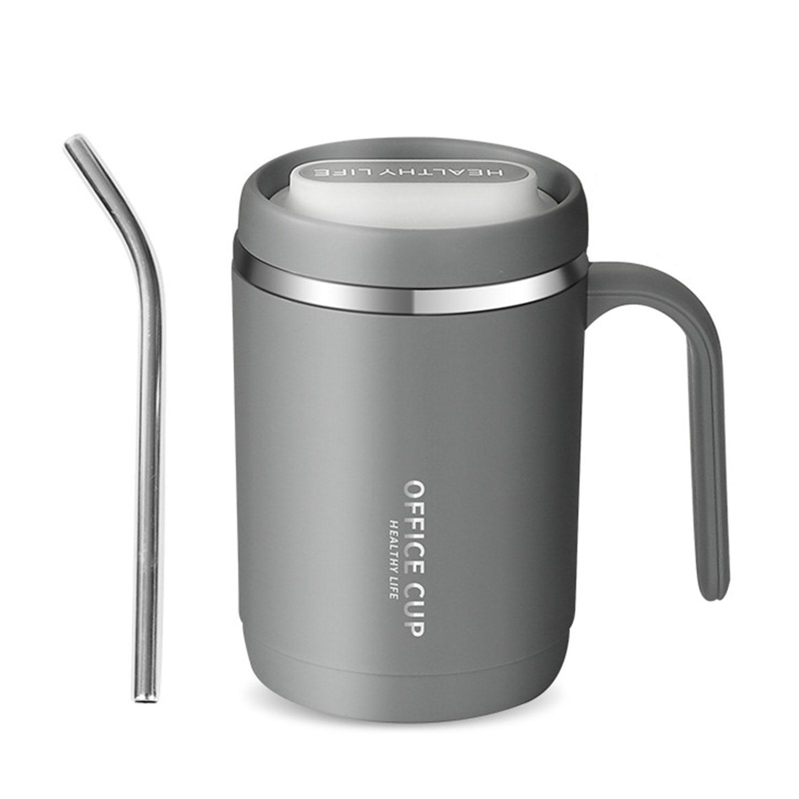 

Leak Proof Lid Coffee Cup with Straw 500ML Stainless Steel Coffee Mug with Handle Suitable for Hot and Cold Drinks 2