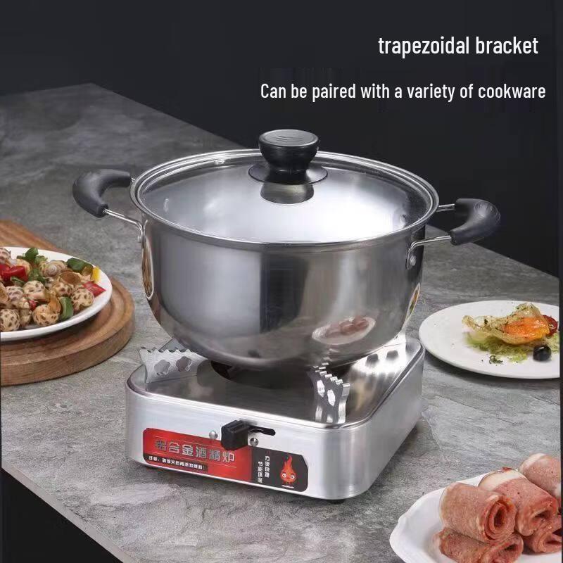 RSRDDY Commercial Square Aluminum Alloy Hot Pot with Alcohol Stove