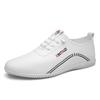Men's shoes 2025 new summer breathable white beanie shoes men's casual leather shoes soft sole one pedal shoes