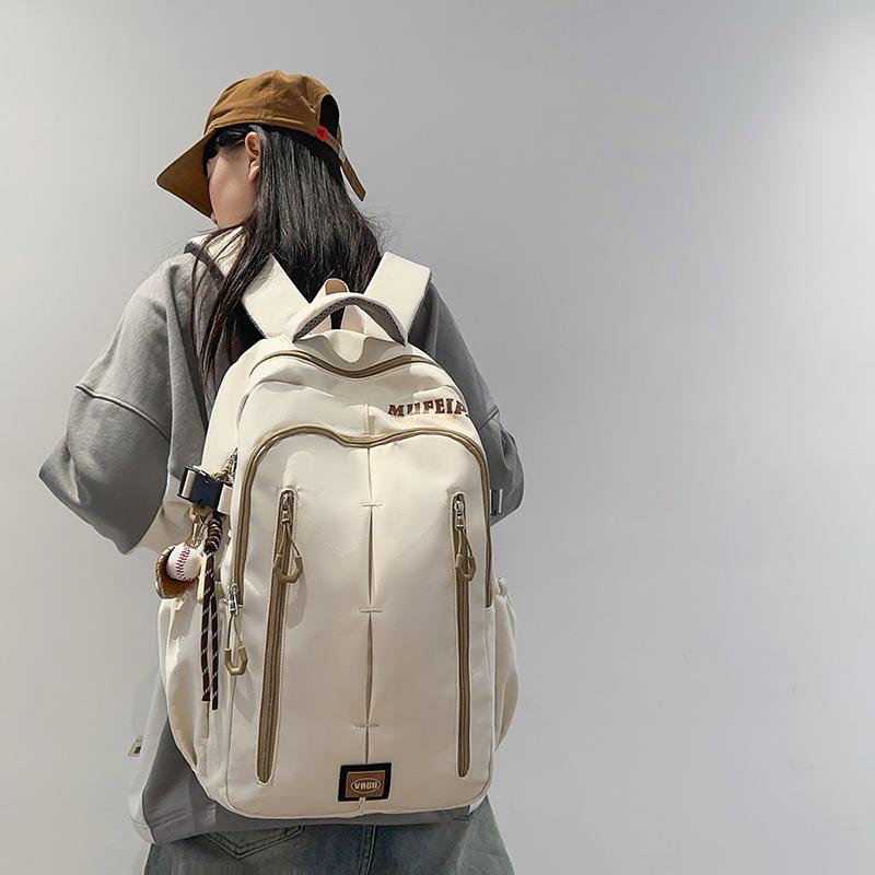 

Trend Student Backpack Men s Large Capacity Travel Backpack Leisure Junior High School Student School Bag Women s Ridge Bag білий