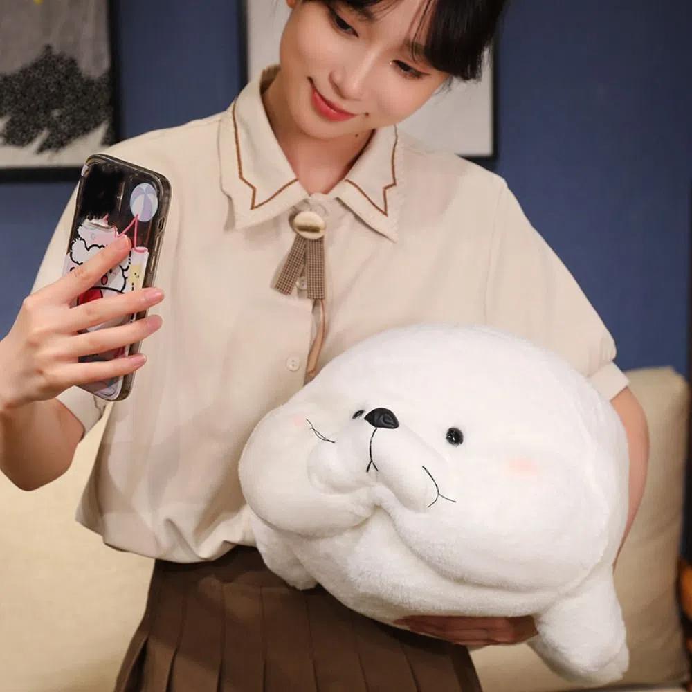 Chubby Prone Seal Plush Doll Soft Stuffed Animal Toy Plush Seal Sleep Pillow  Birthday Parties