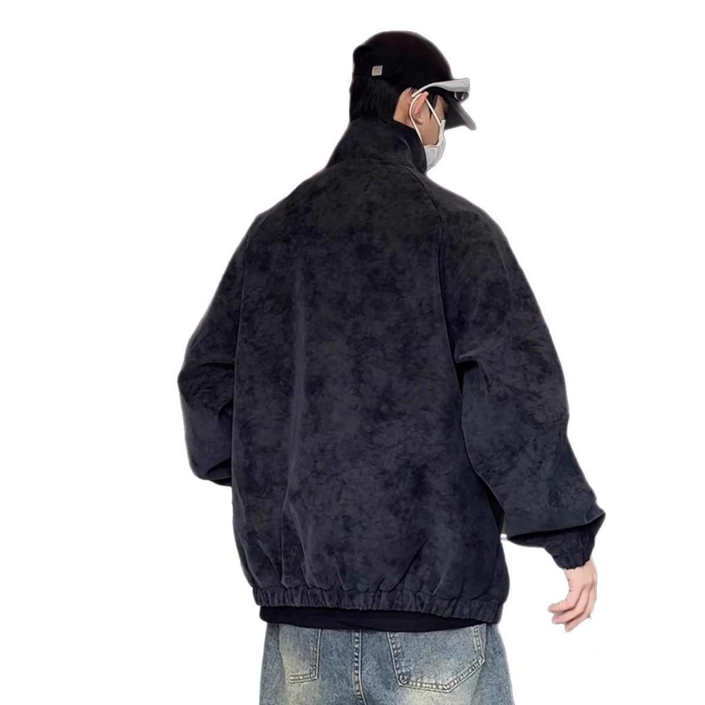 Men's Retro Tie-Dye Stand Collar Jacket - Winter Casual Loose Outerwear