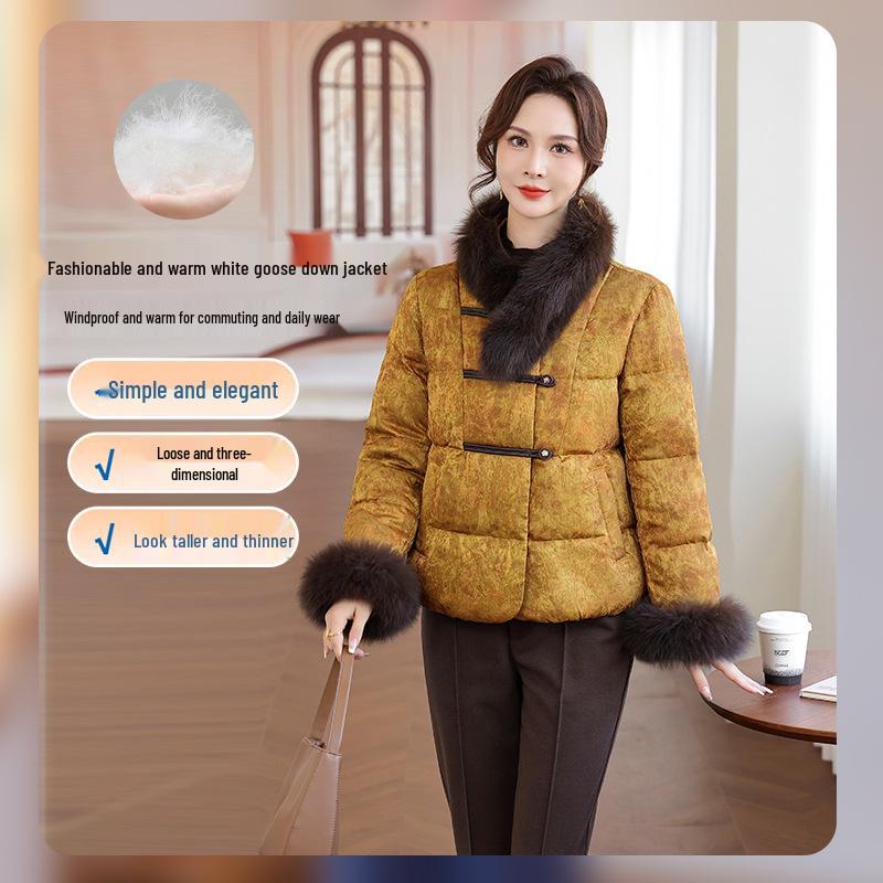 2025 Winter Warm Down Jacket for Middle-Aged & Elderly Women - Thick, Fashionable, Versatile Chinese Style