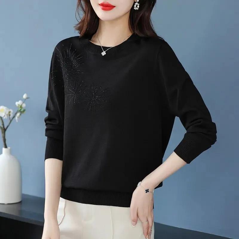 Svetr pro ženy Podzim Zima Zesílený Pulovr Teplý Pletený Pruhovaný Kulatý výstřih Základní vrstva Pružný Dlouhý rukáv Oversize Svetr Topy