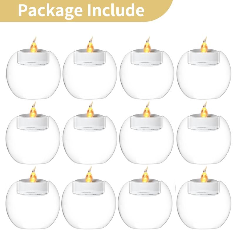 3/6/12PcsTransparent Round Hollow Glass Candle Holder Christmas Wedding Banquet Bar Party Wax Holder Candlesticks Home Decoratio