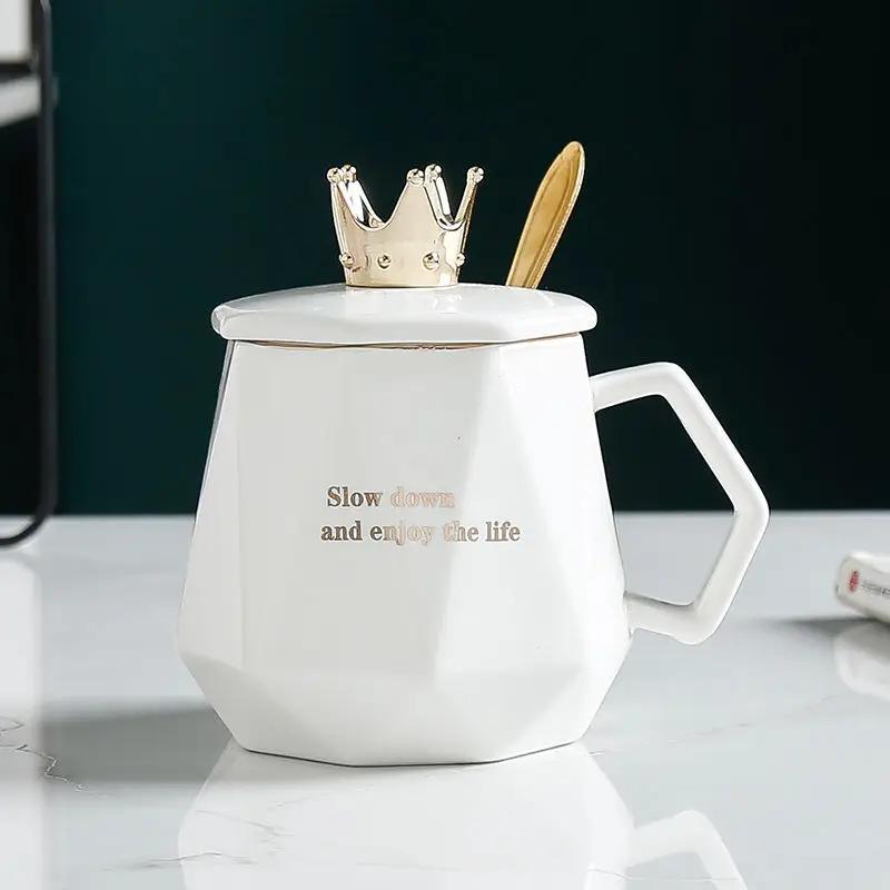 420 ml cană nouă coroană cu capac lingură cești de cafea ceașcă de Crăciun ceașcă pentru ceai căni originale Livrare gratuită Ceramica și ceramică Călătorii