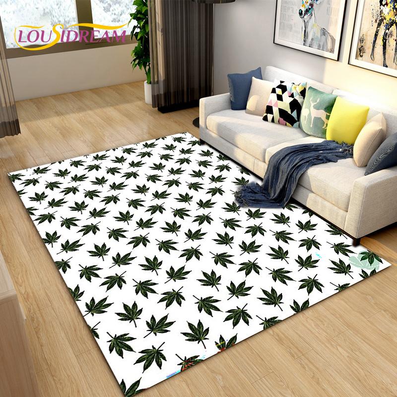 Reggae Music Jamaican Style Maple Leaf Area Rug,Carpet Rug for Living Room Bedroom Sofa Decoration,Kitchen Non-slip Floor Mat