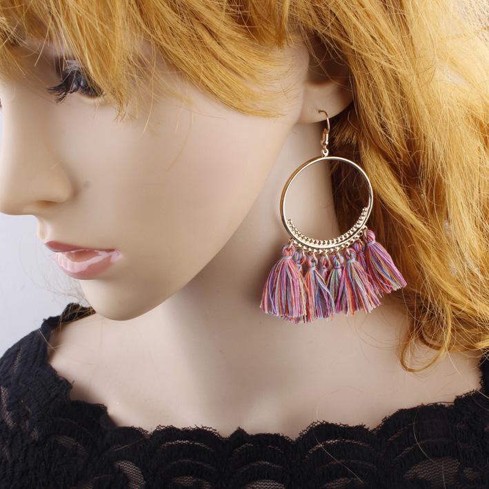 Women Fashion Bohemian Style Earrings Long Tassel Eardrop Dangle Earrings Jewelry