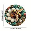 Vibrant Honeybee Floral Iron Wall Art Vintage Rustic Home Office Decor Sign
