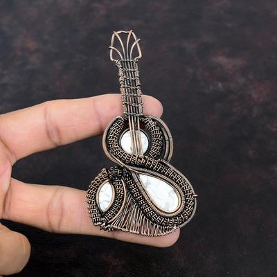 Howlit Kolye Bakır Tel Sarılı Kolye Howlit Takı Güzel Gitar Kolye El Yapımı Değerli Taş Kolye Bakır Takı Kadınlar İçin Hediye