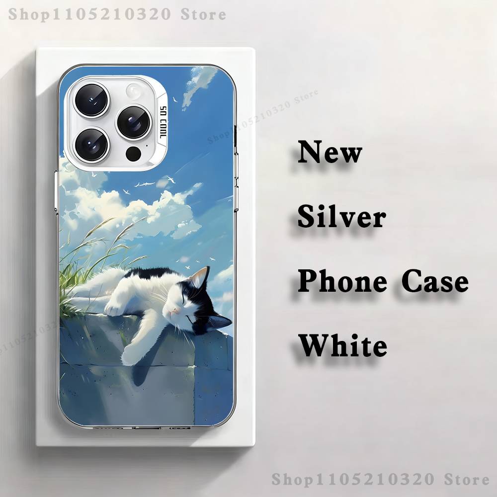 

Artistic drawing cat Phone Case For iPhone 17,16,15,14,13,12,11,Pro,Max,Plus,Mini,XS,SE Anti Fall White Matte Hard Bumper iPhone17pro