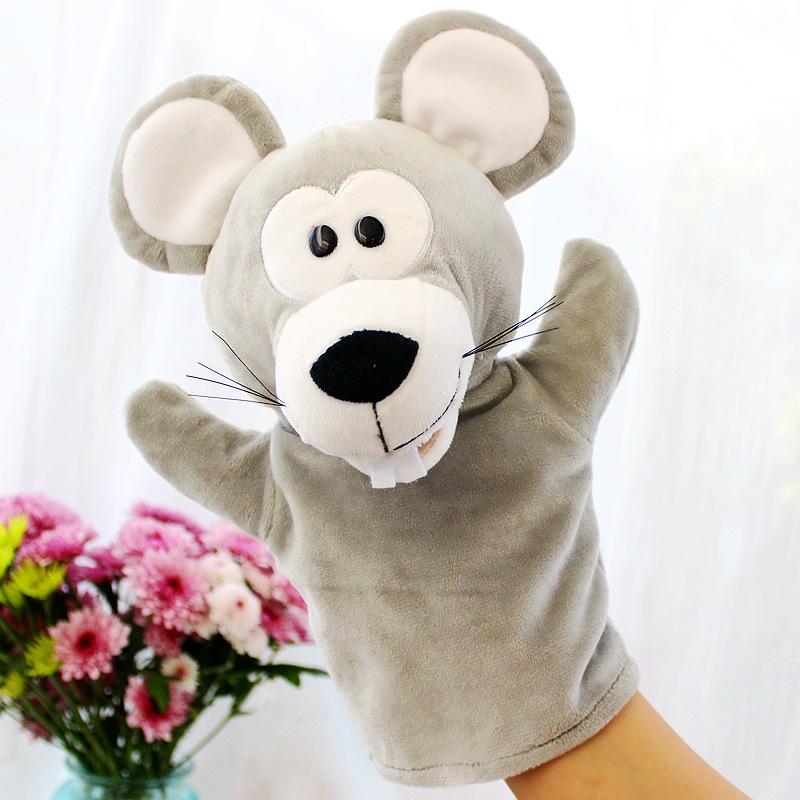 Original 25Cm Hand Puppet Soft Plush Toys Cute Elephant Lion Monkey Animal Stuffed Puppet Pretend Story Dolls Gift For Children