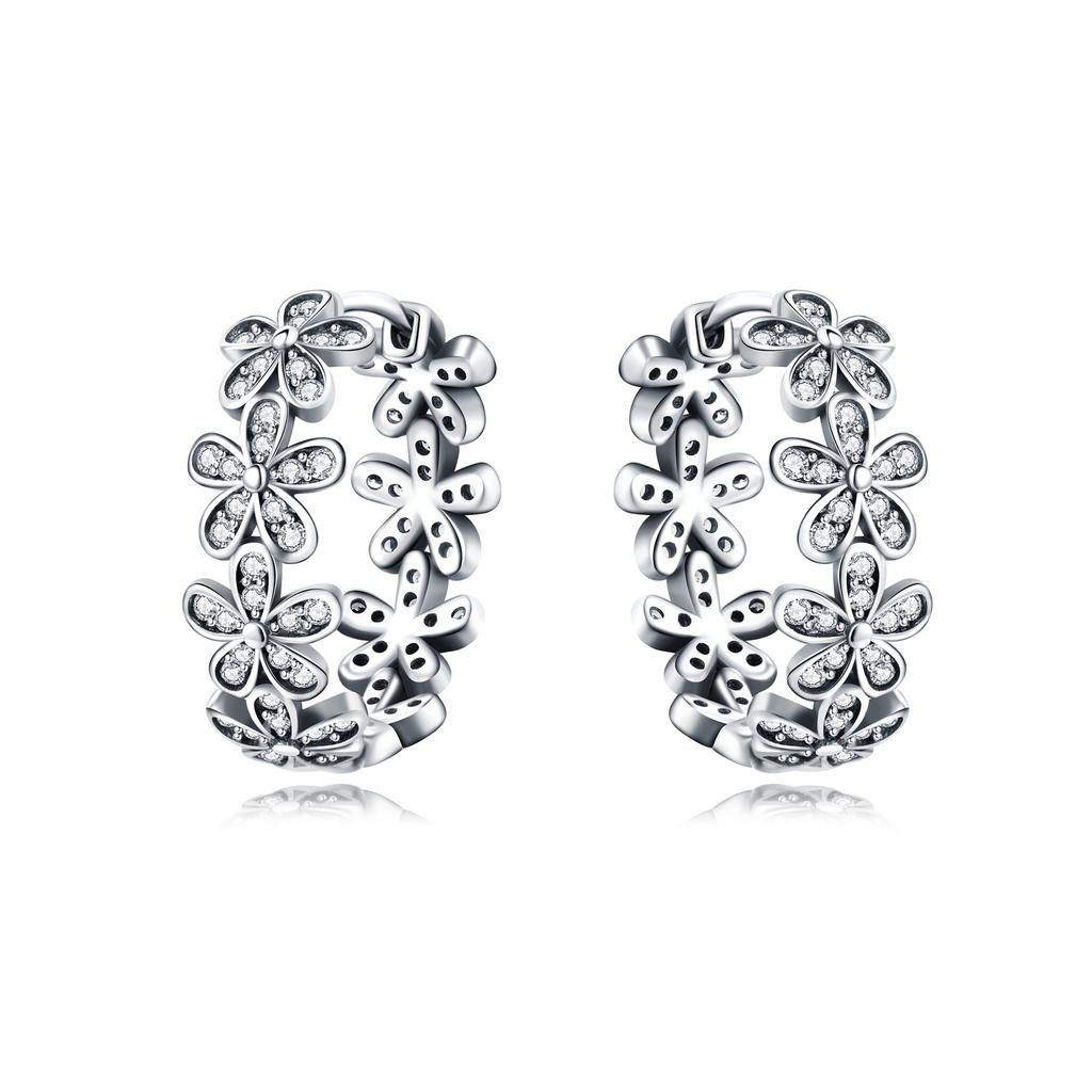S925 Silver Vintage Lace Vine Earrings Colorful Floral Gemstone Hoop Earrings Jewelry Accessories