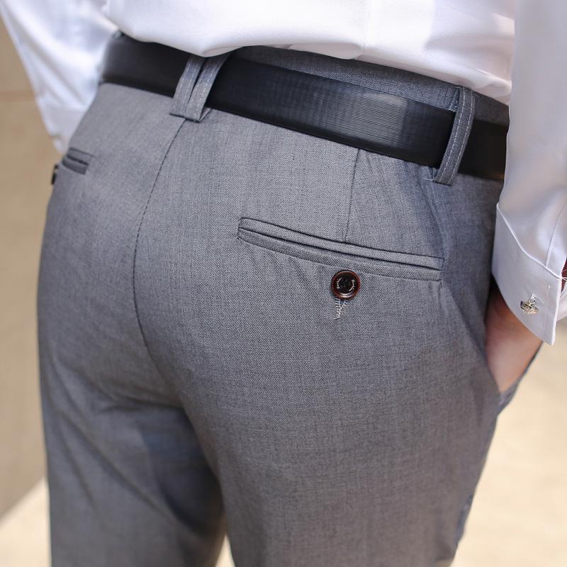 Men 'S Clothing Suit Trousers /High -Grade Pure Color Slim Fit Business /Leisure Thin Leg Pants 