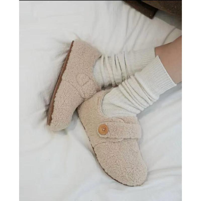 Fleece Shoes, Women's Warm Velcro Cotton Shoes, and High-heeled Shoes