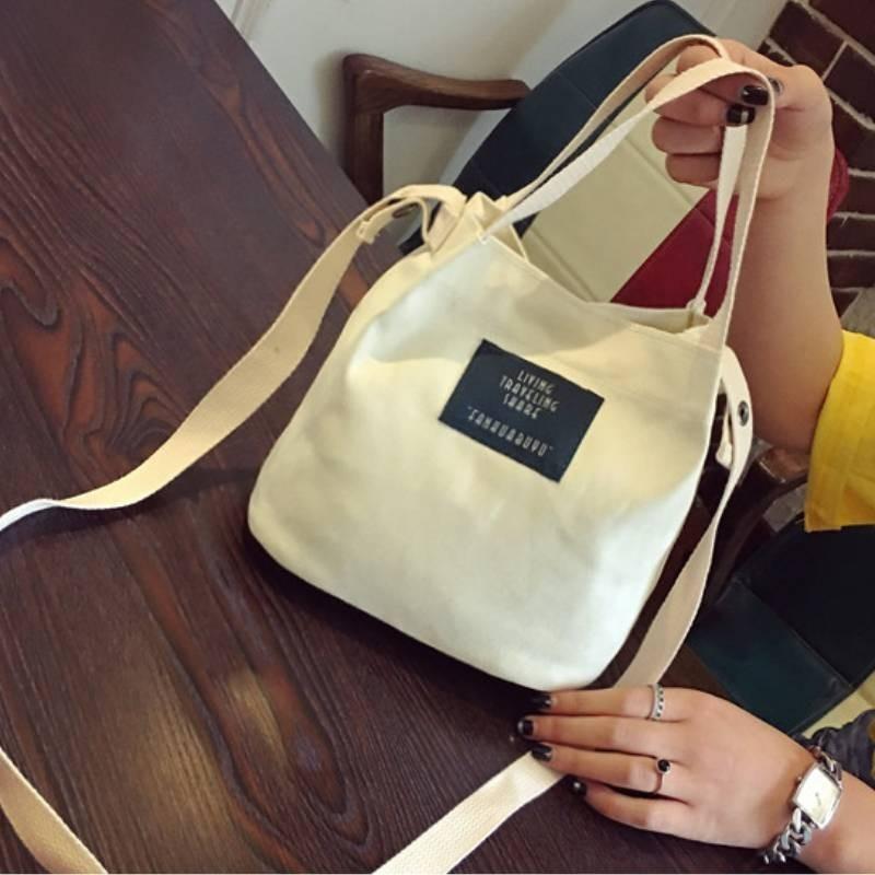 Chic Korean Style Canvas Bucket Bag Vibrant Candy Colors Small Handbag