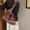 Women's Striped Plush Shopper Tote Bag Lightweight Large Capacity Ethnic Style Shoulder Bag Fluffy Casual Winter Underarm Bags