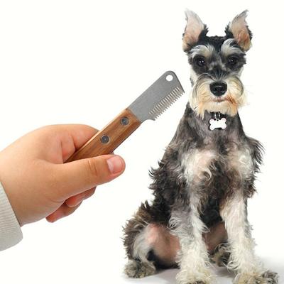 Pet Hair Removal Knife Professional Dog Comb Stainless Wooden Handle Stripping Knife Pet Hair Remover Grooming Brushes