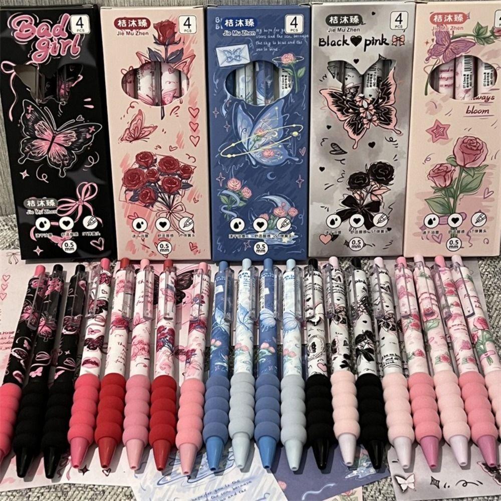 4PCS/Set ST Tip Gel Pen Soft Grip Ballpoint Pen Creative Writing Tools Student Specific