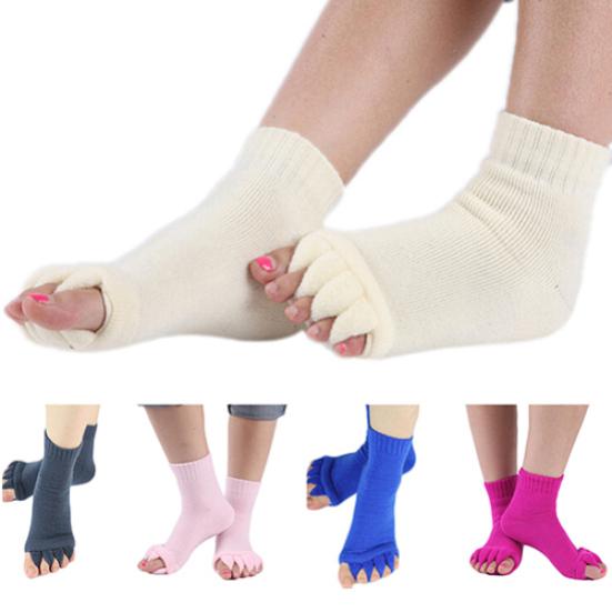 1 Pair Yoga GYM Massage Five Toe Separator Socks Foot Alignment Pain Relief