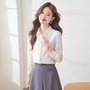 Women's Long-Sleeve Business Casual Lace Trim Shirt