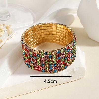 Pulseira Colorida Elástica com Pedras Strass Estilo Boêmio Moda Feminina