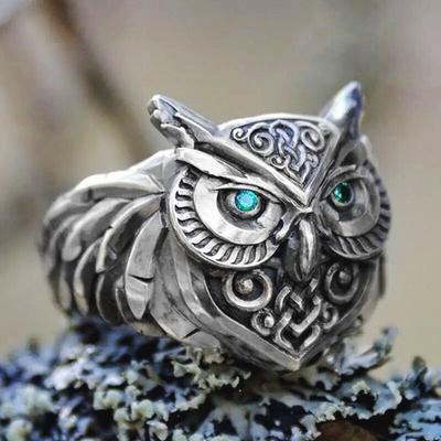 Creative Retro Dark Personality Ring 3D Animal Owl Ring, Punk Hip Hop Trend Internet Celebrity Ring
