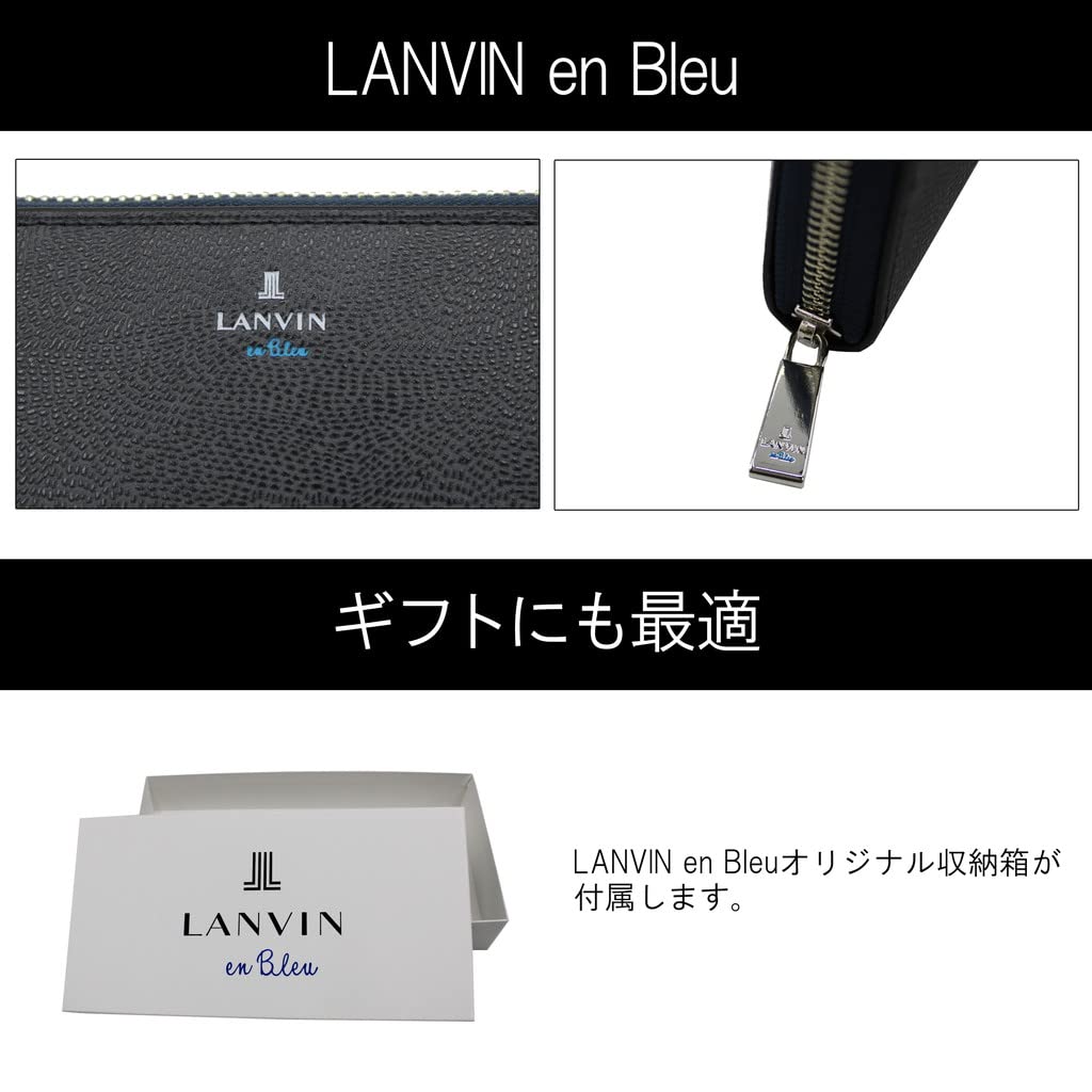 LANVIN en Bleu Round Zip Long Wallet, Black, 19.5x9.5x2.5