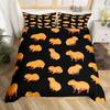 Cartoon Capybara Duvet Cover Twin Queen Toddler Botanical Leaves Funny Animal Bedding Set Graffiti Sketch Lines Comforter Cover