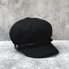 Small Head Circumference Spring And Summer Canvas Black Temperament Shows The Face Small Octagonal Hat Women'S Casual Versatile Literary And Artistic