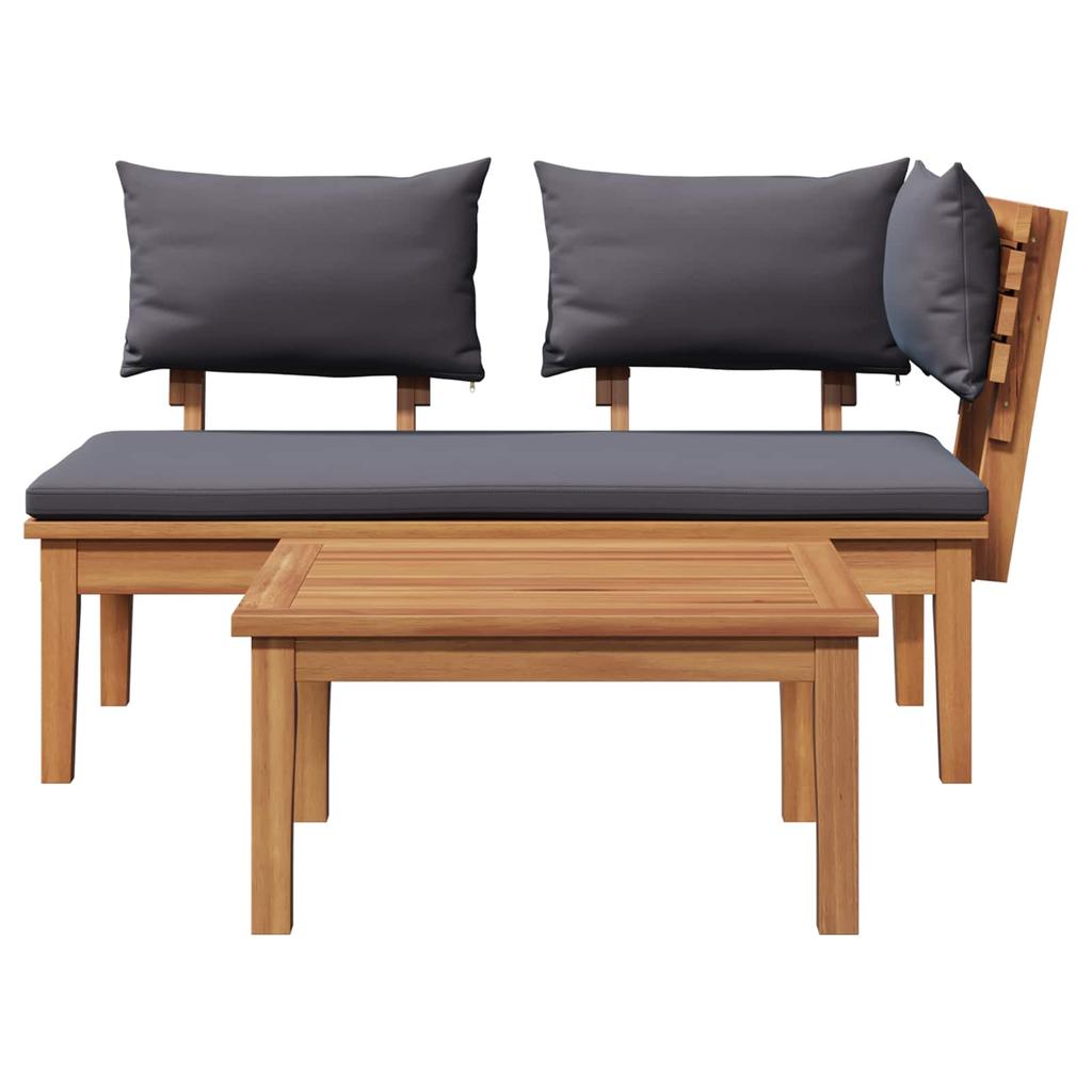 Garden Bench and Table Set 2 Pcs Grey and Brown Solid Teak Wood
