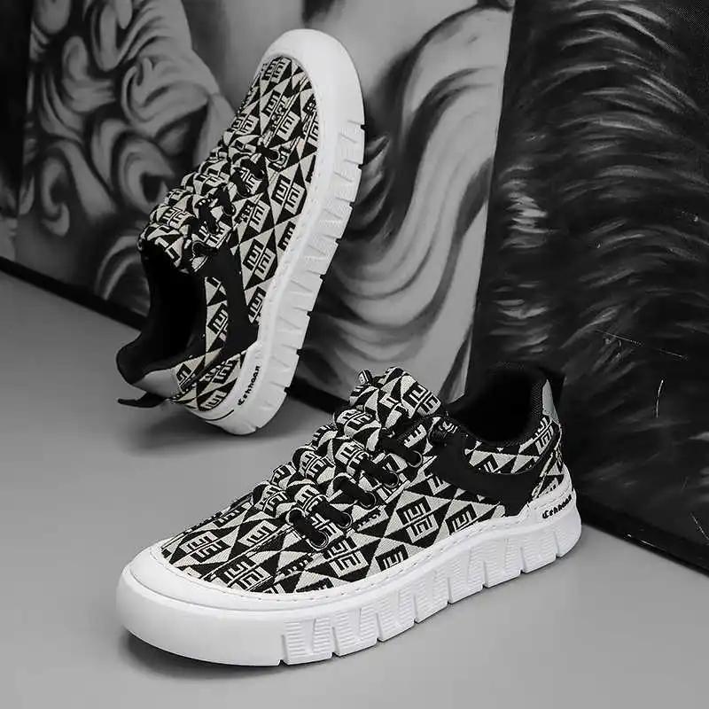 With Ties Thick Bottom Black Shoes For Men Flats Mens Boot Men's Autumn Sneakers Sport Sapateni Trends Top Quality Twnis