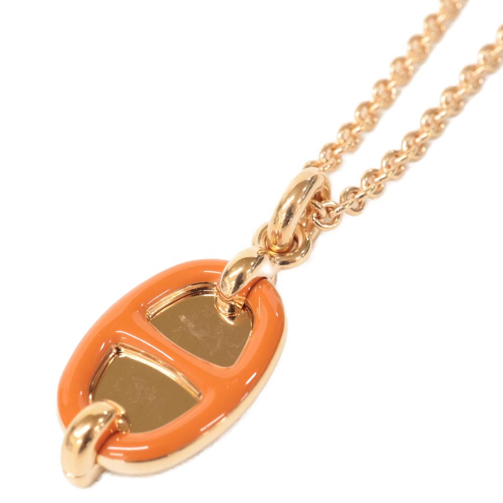 HERMES Excellent condition Chaine d'Ancre Mini Maillon PM Pendant Necklace Orange / rose goldUsed