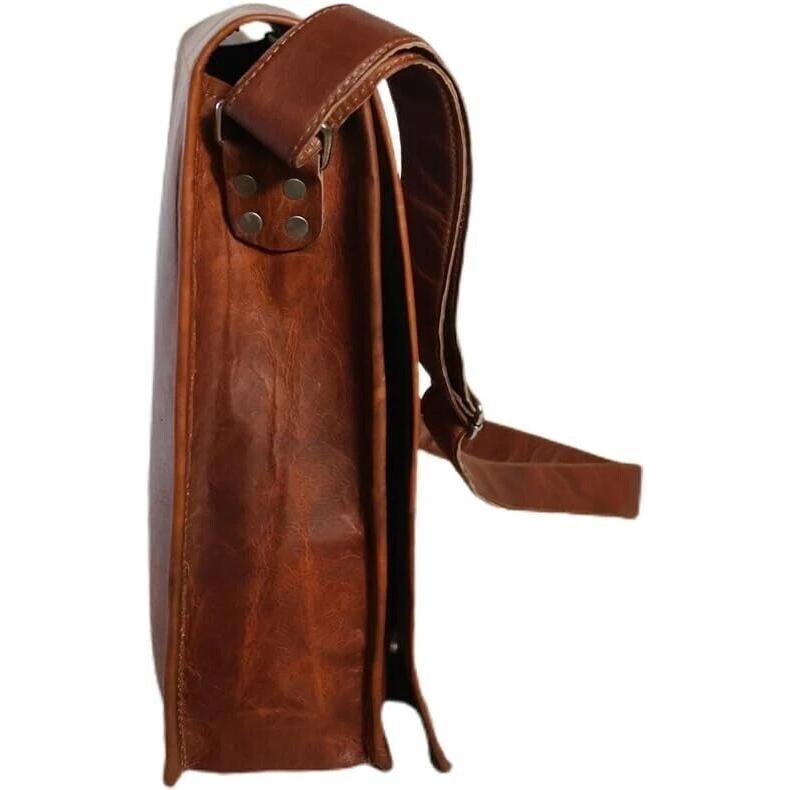 Big sell Brown Men's Leather Messenger Bag Shoulder Vintage Genuine Laptop Bag
