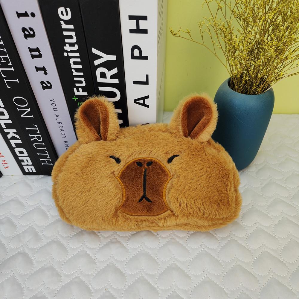 1PC Fluffy Capybara Plush Pencil Case Kawaii Cartoon Large Capacity Stationery Organizer Bag for Back To School Student