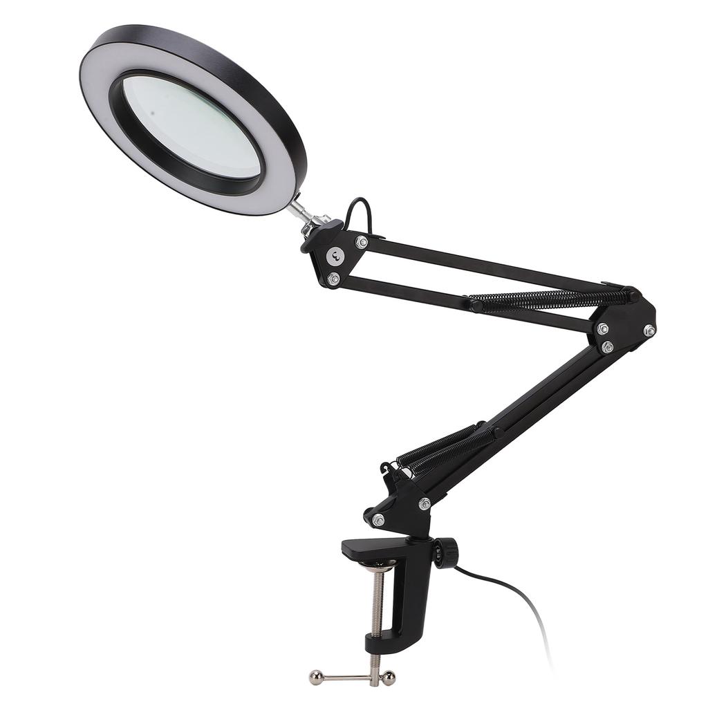 5X Magnifying Glass with LED Light Flexible Arm 10 Level Brightness 3 Colors Workbench Light with