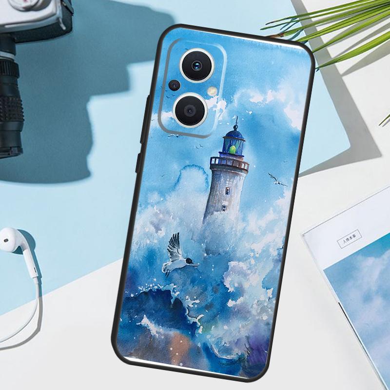 Abstract art highway lighthouse Cover For OPPO Reno 13 F 14 10 11 12 Pro 12F 11F 14F 7 8 Lite OPPO Find X8 X6 X5 X9 Pro Case