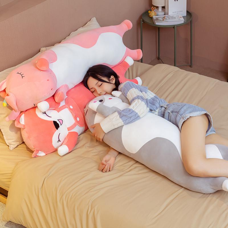 70/90/120CM Cartoon Animal Dinosaur Unicorn Cat Plush Toys Stuffed Soft Long Sleeping Pillow Dolls  Birthday Gift