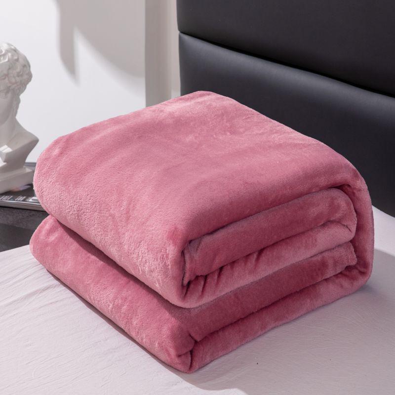 Solid Color Four Seasons Flannel Blanket Throw – Versatile Bed Sheet and Gift.
