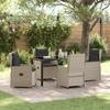 5-piece Garden Dining Set Light Grey Poly Rattan vidaXL 3380976