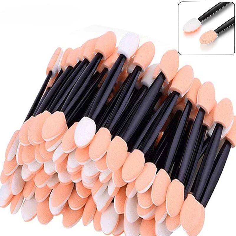50/100pcs Nail Powder Brushes Sponge Double-head Mini Sponge Sticks Nails Art Mirror Chrome Pigment Applicator Makeup Tools