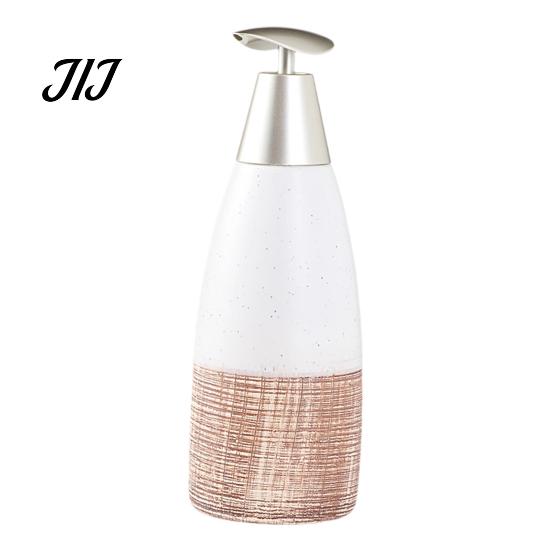 Easy Press Soap Dispenser Ceramic for Bathroom, 350/380ML Hand Bottle with Container Pump, Refillable Liquid Soap, Lotion and Shampoo Kitchen