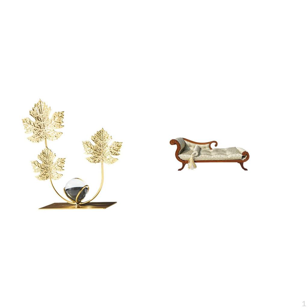 Leaves Statue Bookshelf Sculpture Miniature Sofa Model Wooden Bed DIY Accs Photo Props Mini